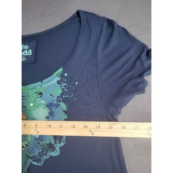 MUDD Women's Small Navy Blue Graphic T Shirt Lightweight Thin Peace y2k - Picture 6 of 9